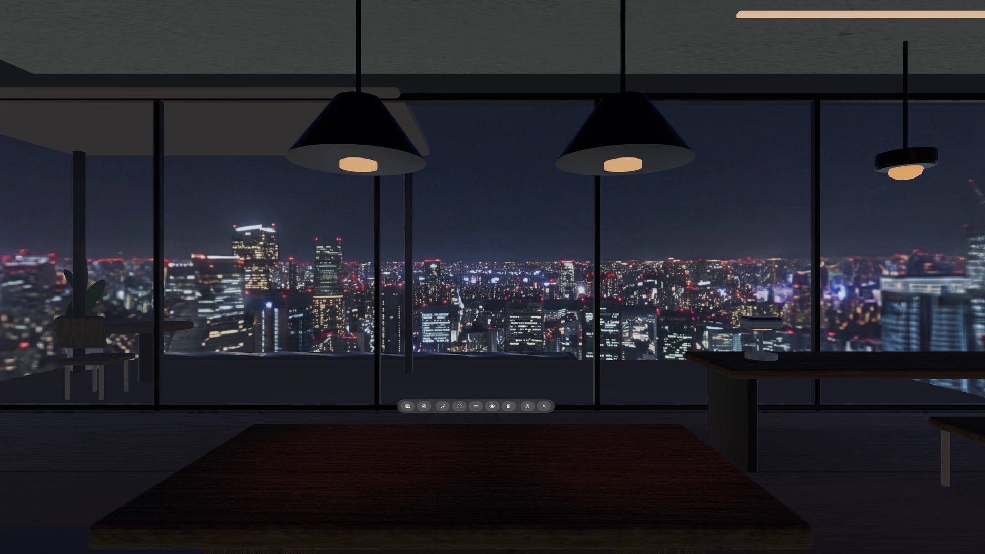 Horizon Atelier lit for a nighttime View with Room Lights enabled