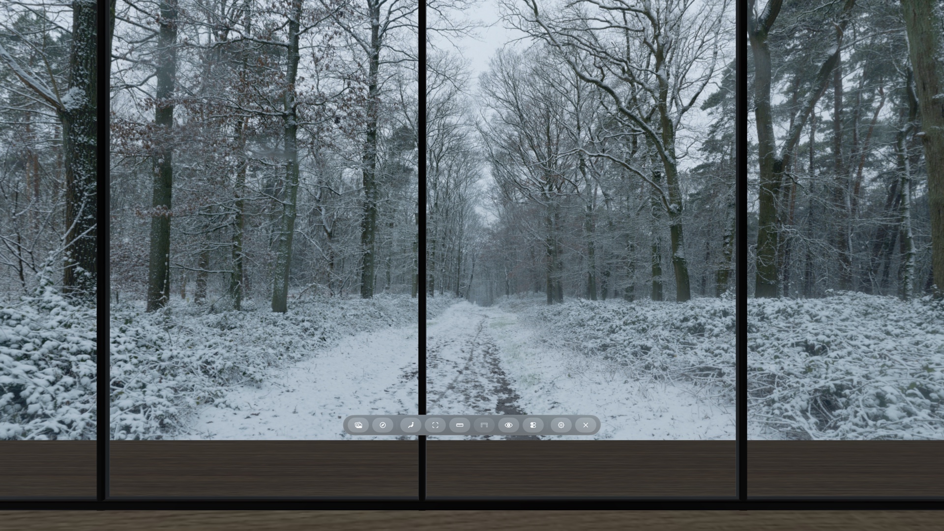 Snowbound Forest Paths centered on the path with no added sunlight